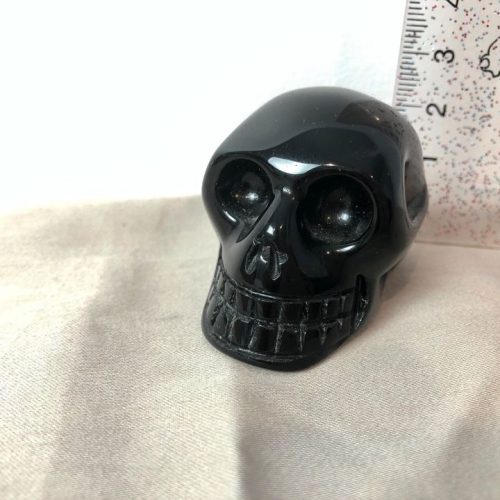 Small black obsidian carved skull 77g 2cm tall
